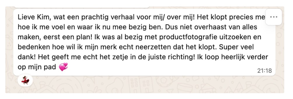 Bericht van een klant na de Lift-off Day: het klopt precies met hoe ik me voel. Eerst een plan. Het geeft me echt het zetje in de juiste richting
